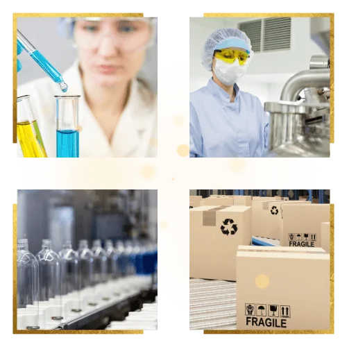 Composição de laboratório, envase, produção e expedição